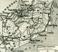 Les zones de pénétration française dans les régions moïs insoumises.